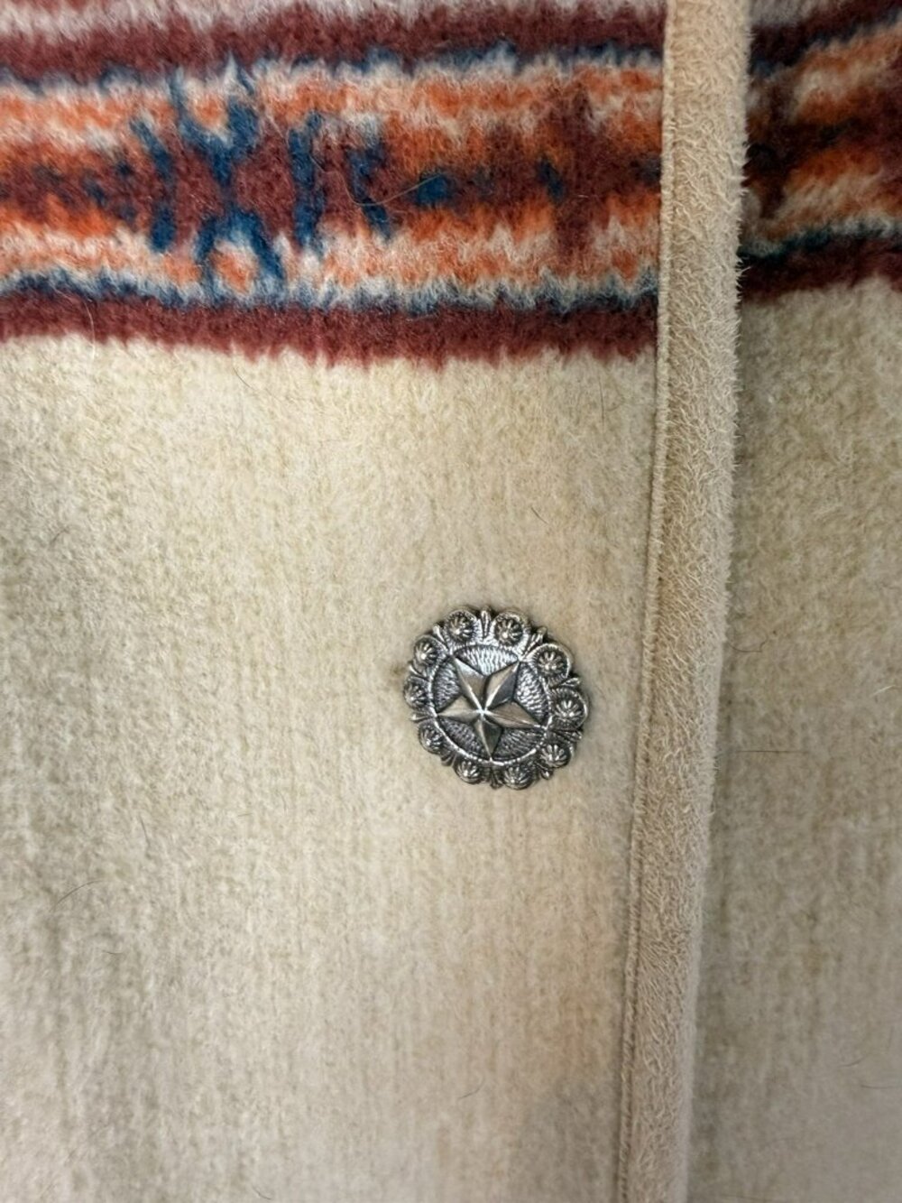 Orvis Womens Medium Southwestern Aztec Fleece Vest Button Front Pockets - Picture 5 of 13